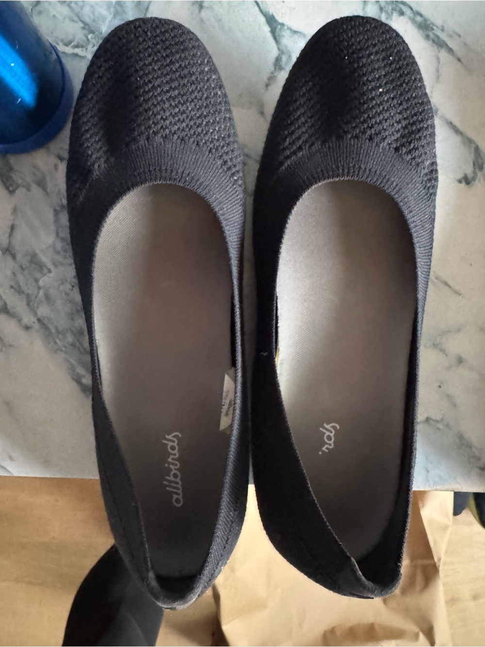 allbirds Black Knit Slip-On Ballet Flats